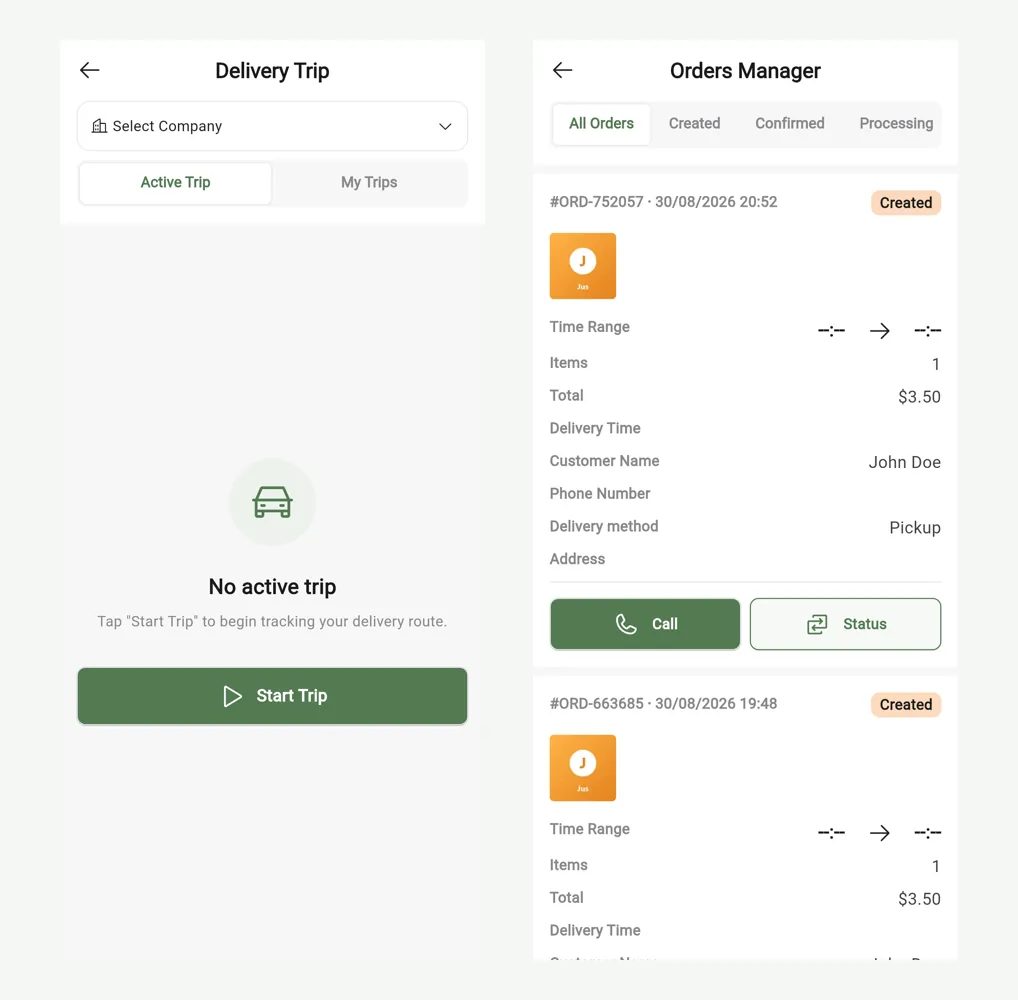 InnoBooks admin app: delivery trip and time management