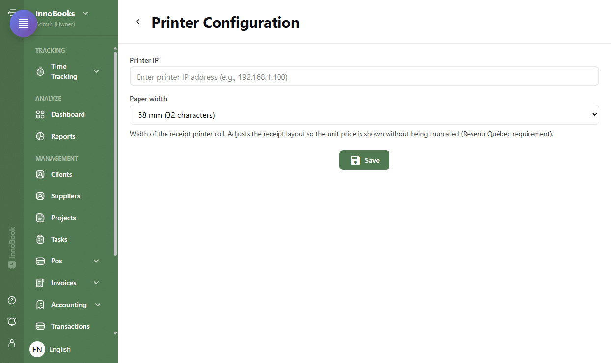 Set up your receipt printer