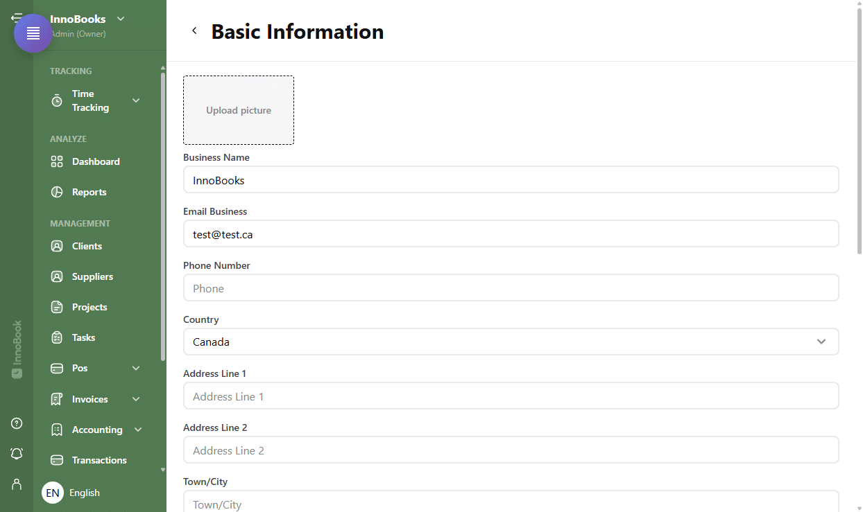 Set up your business information