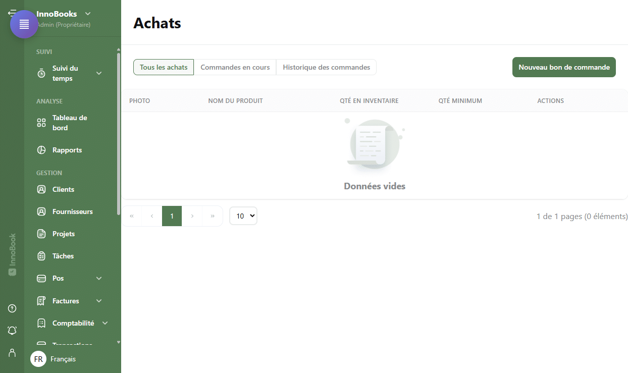 Créer un bon de commande fournisseur