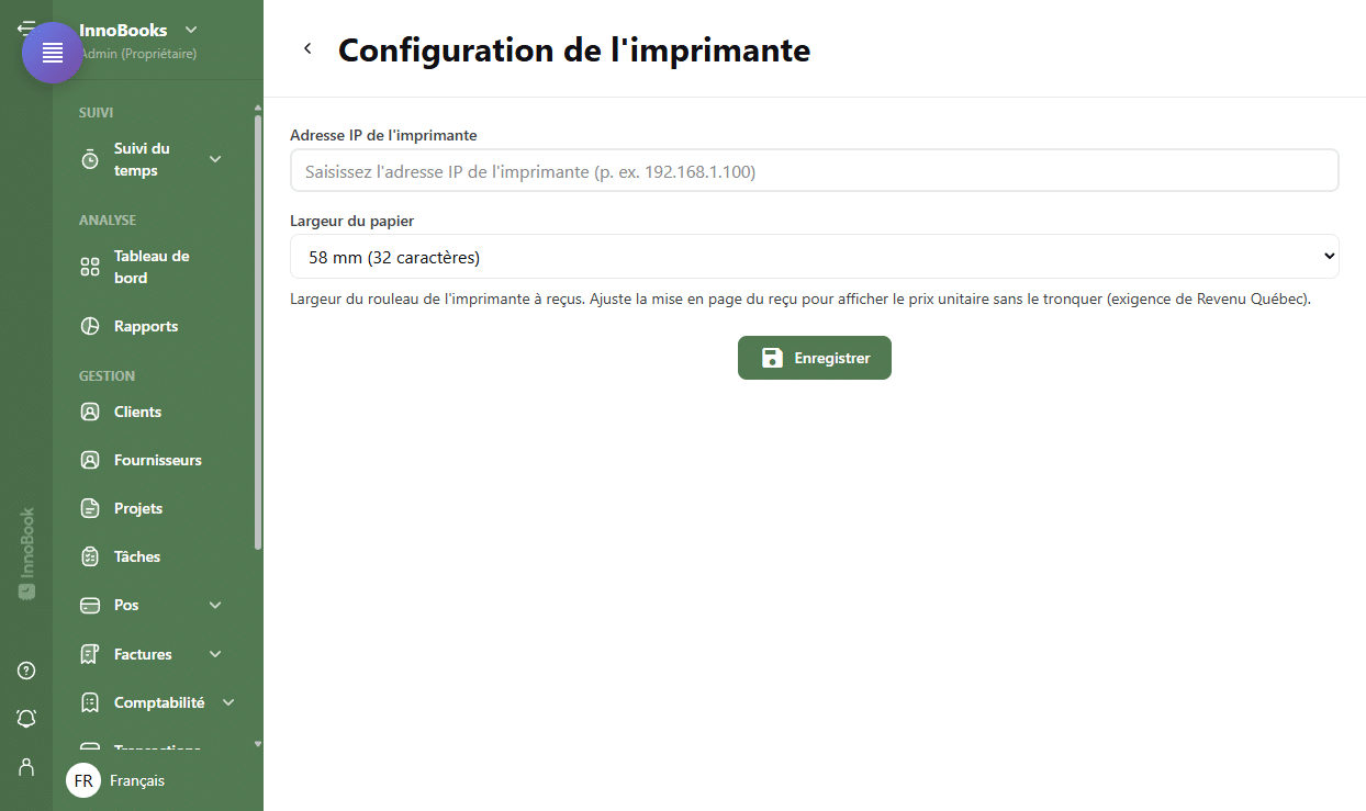 Configurer votre imprimante de reçus