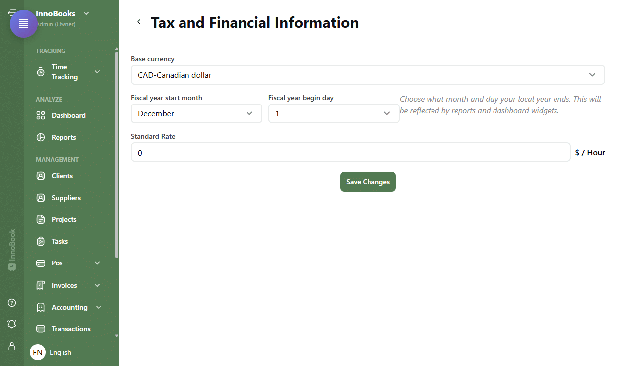 Set your financial preferences