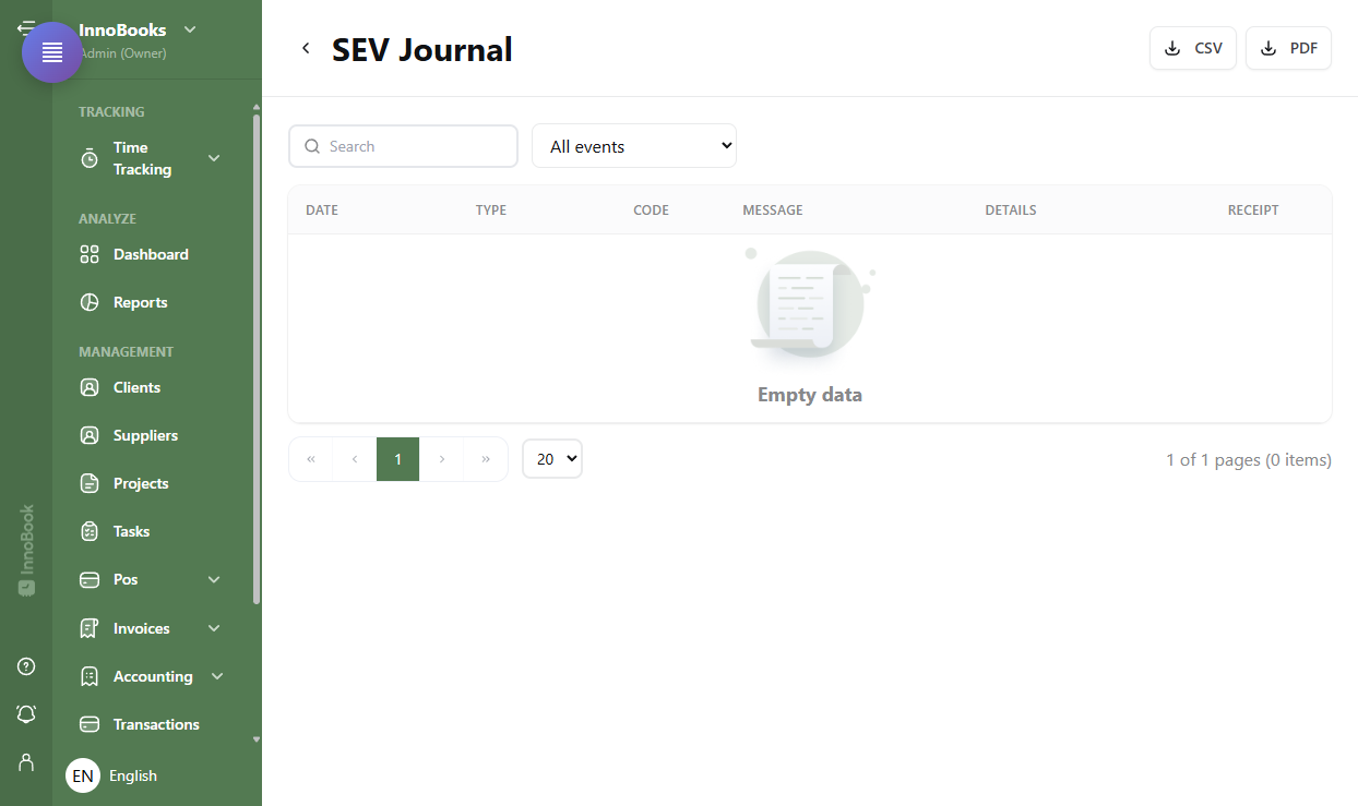 View your SEV journal and transmissions