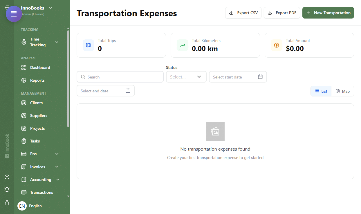 Track transport and mileage expenses