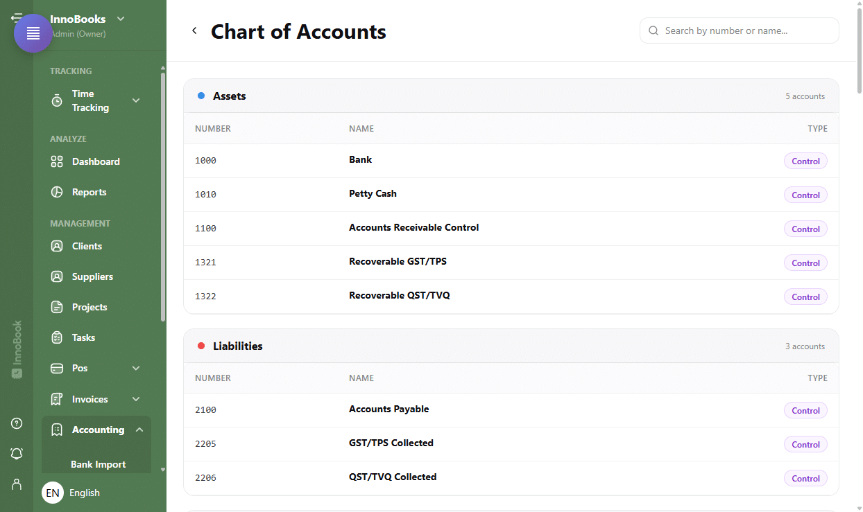 Set up your chart of accounts