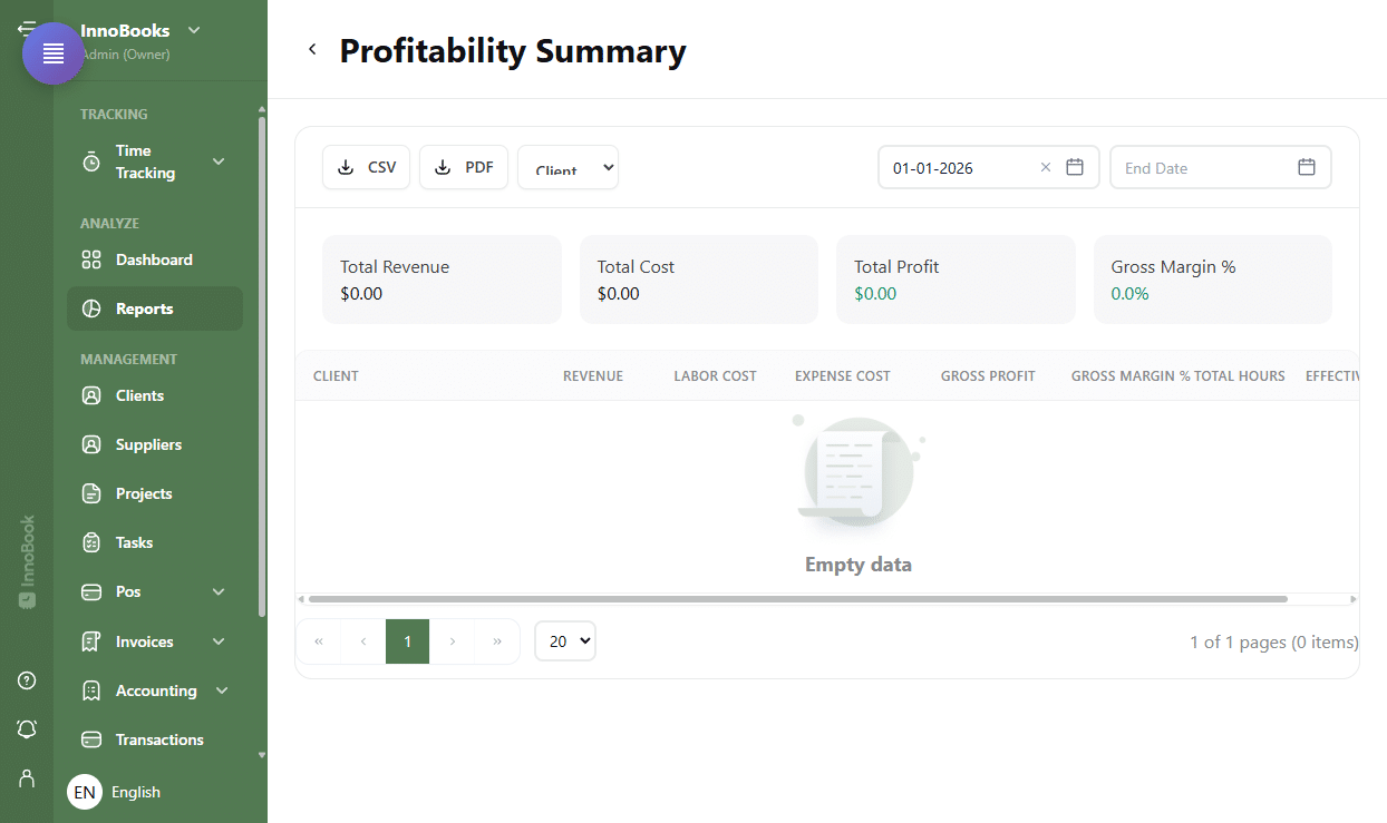 Analyze your profitability by project and client