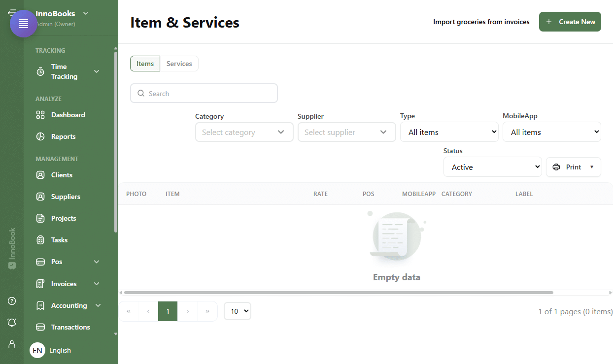 How to create an item or service