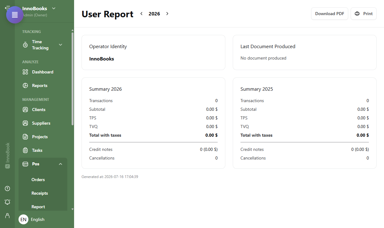 Produce the user report (SW-73)