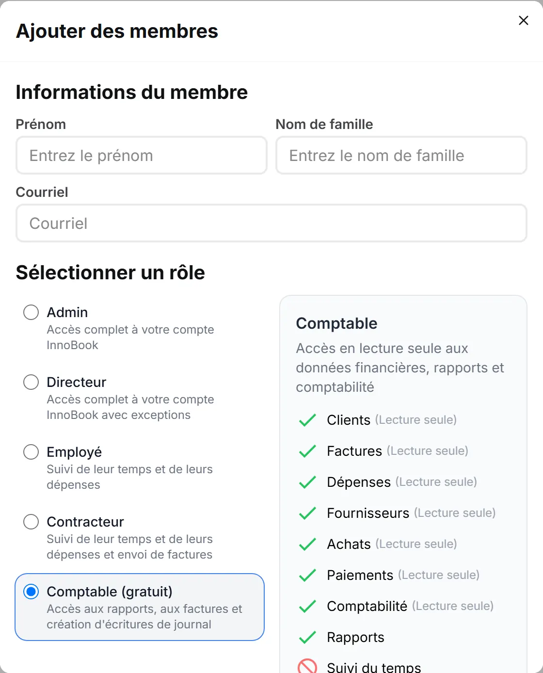 Dialogue Ajouter des membres dans InnoBooks