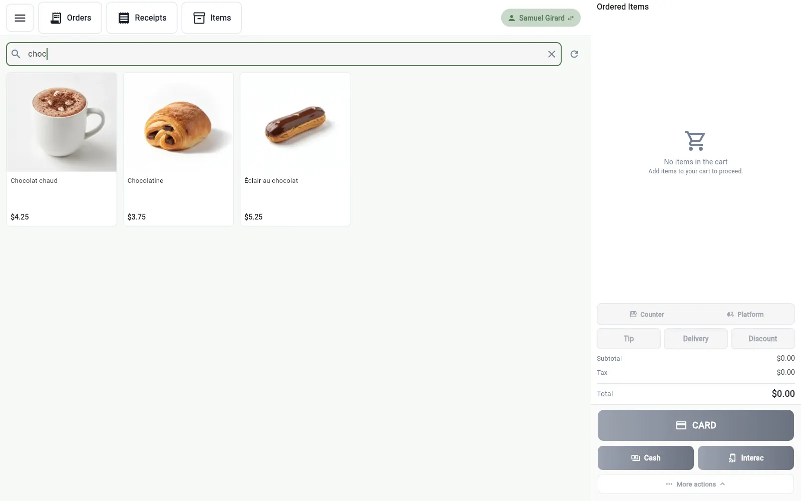Product search in the InnoBook POS app