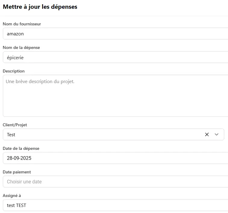 formulaire ajout dépense InnoBooks
