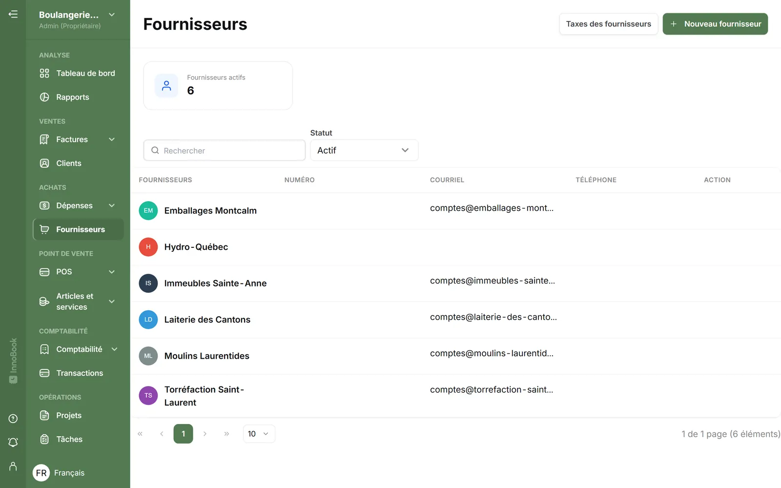 Liste des fournisseurs InnoBooks