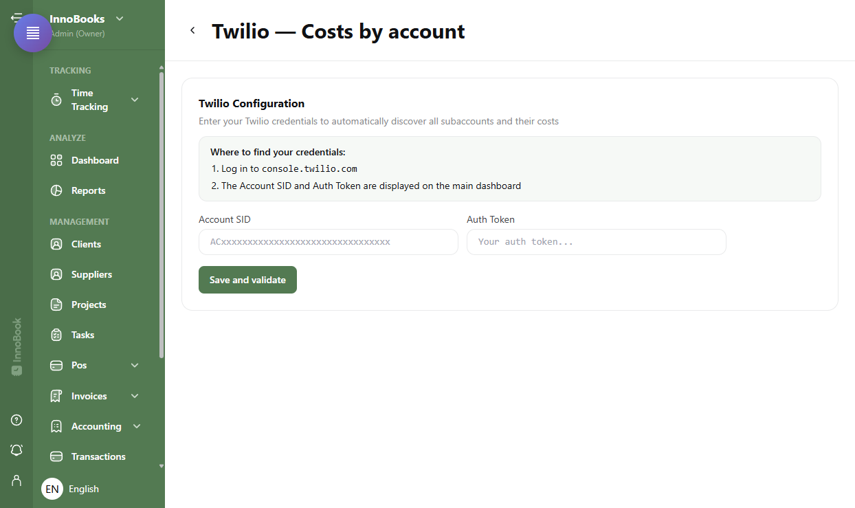 Connect Twilio for SMS